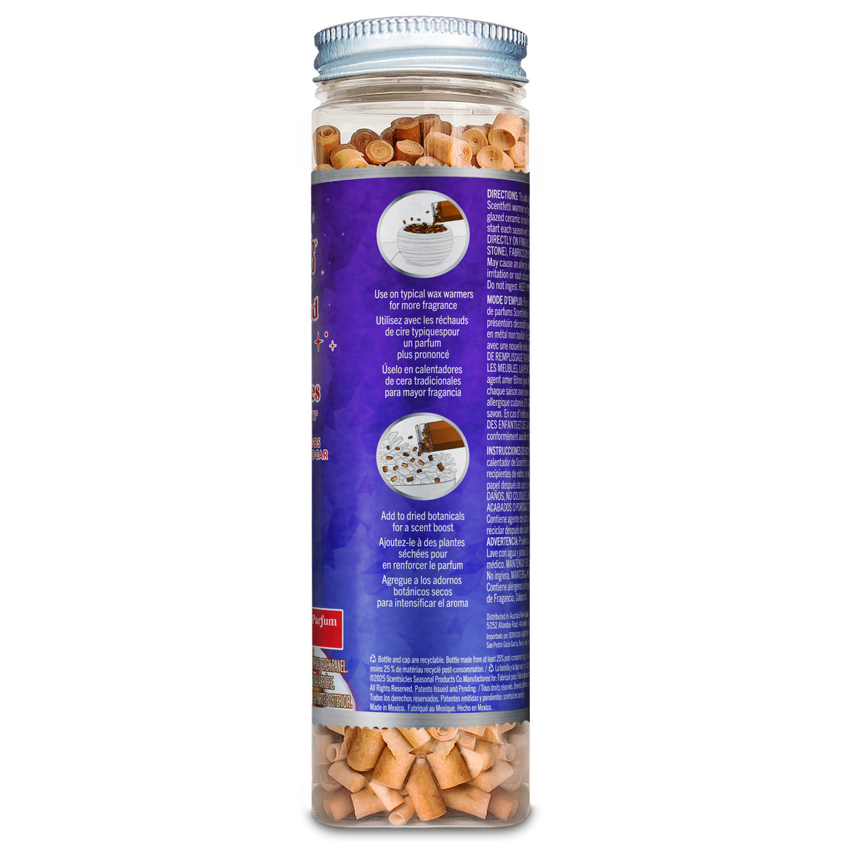 Scentsicles Gingerbread Dreams jar showing wax warmer and dried botanicals usage tips