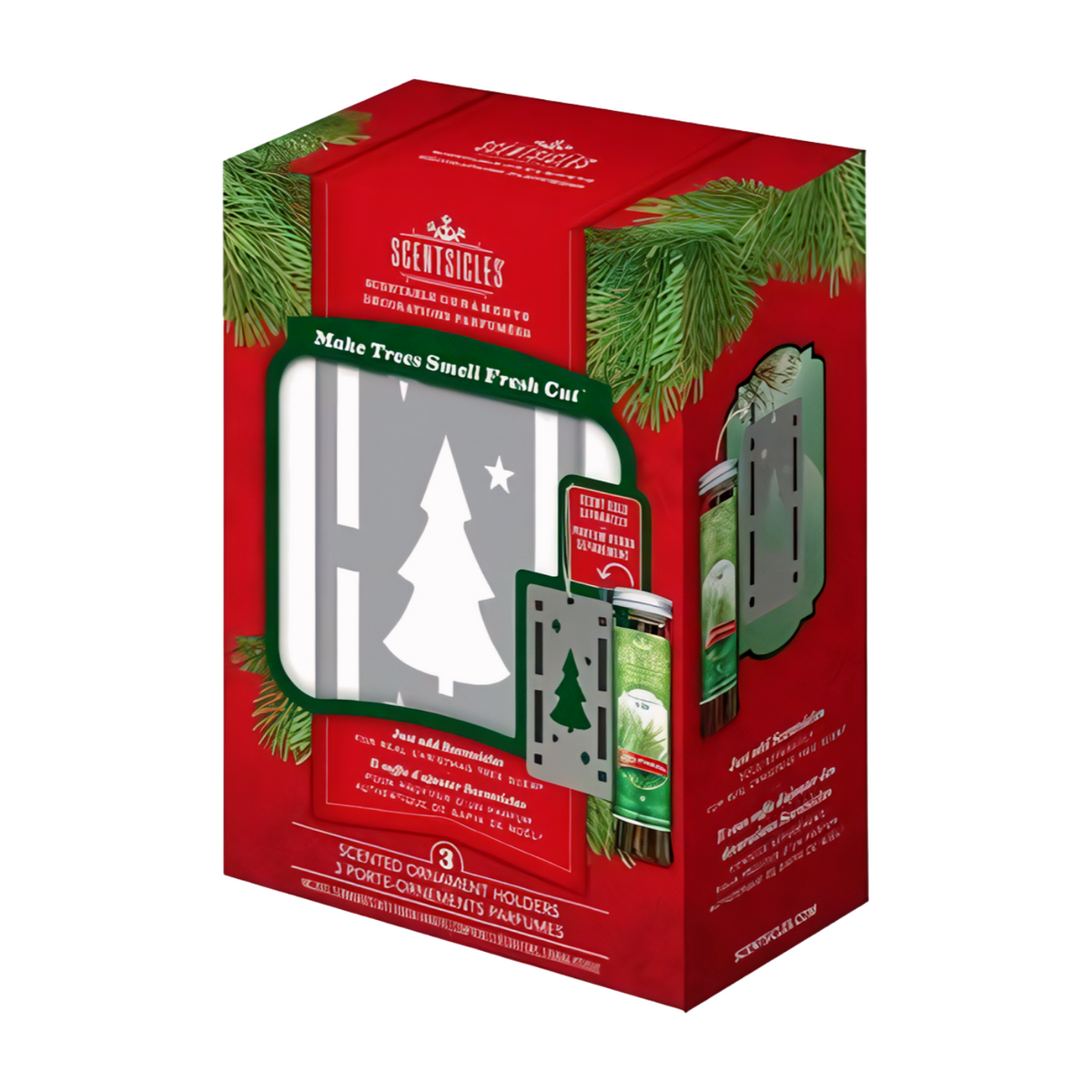 Scentsicles scented ornament holders gift box, angled view