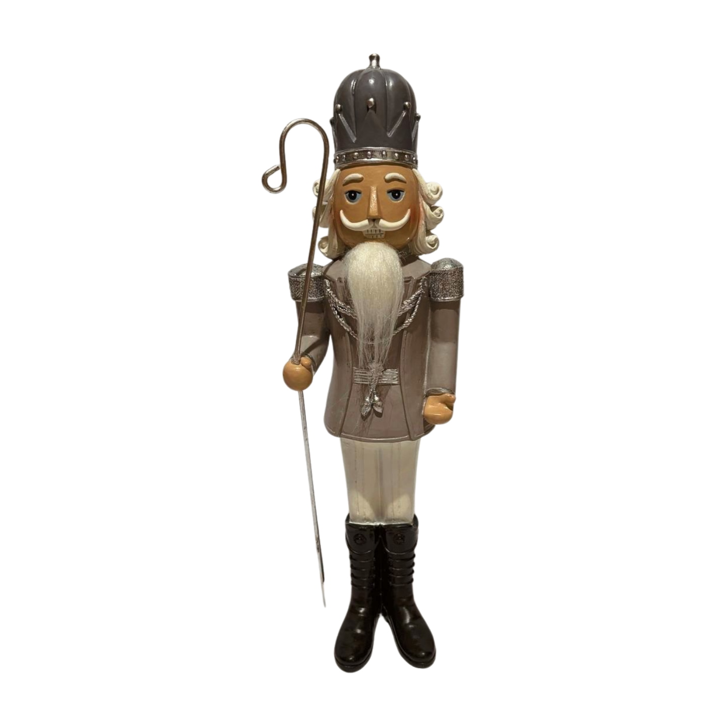 Silver Nutcracker Soldier with a Staff