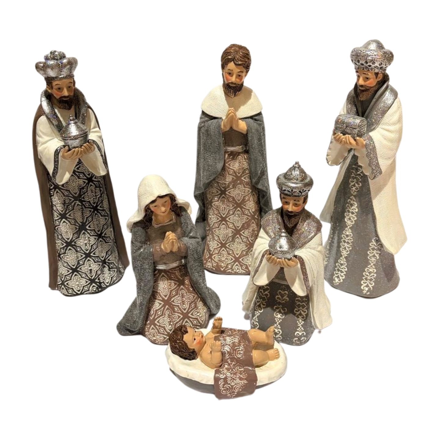 Silver and White Nativity Scene