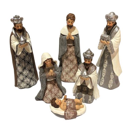 Silver and White Nativity Scene