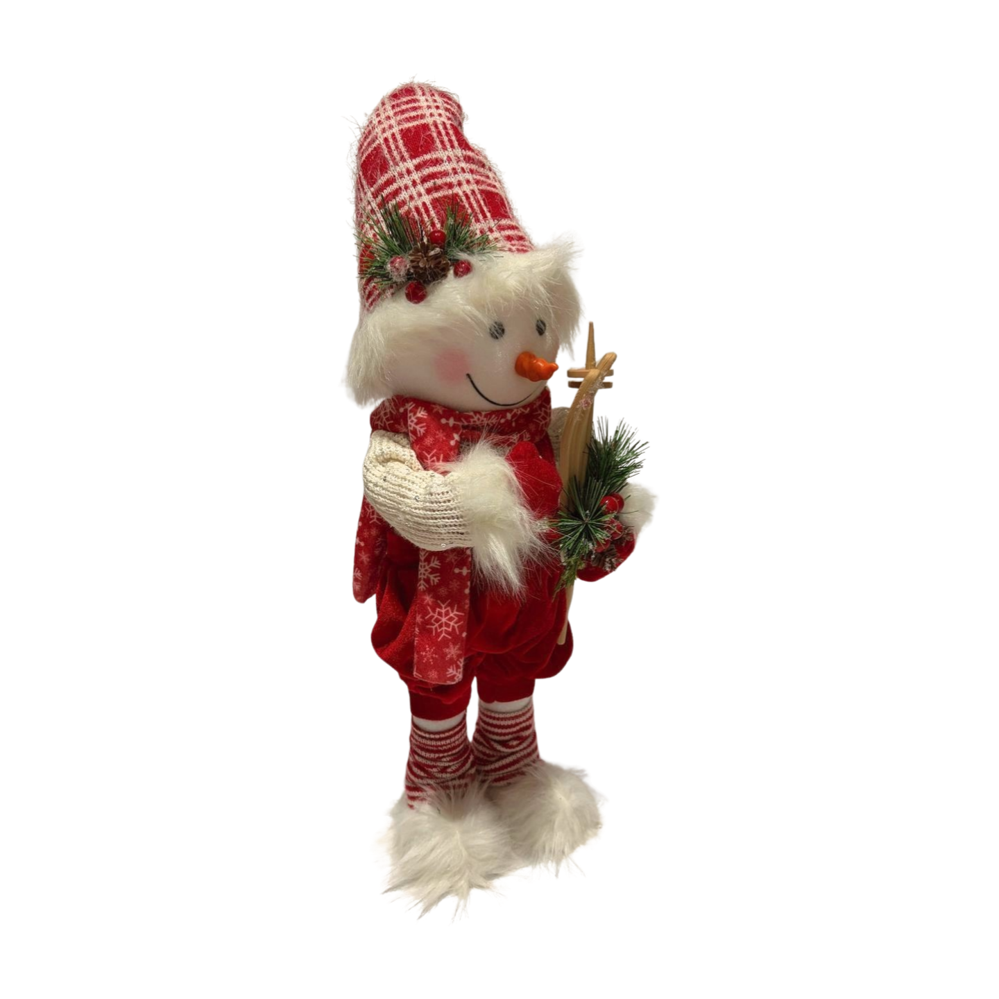 Snowman Boy with Red Hat and Skis