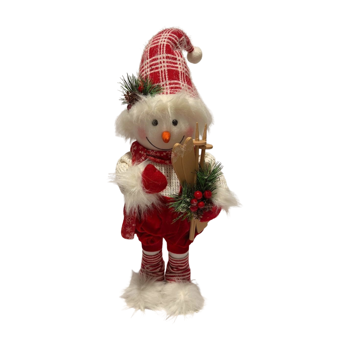 Snowman Boy with Red Hat and Skis
