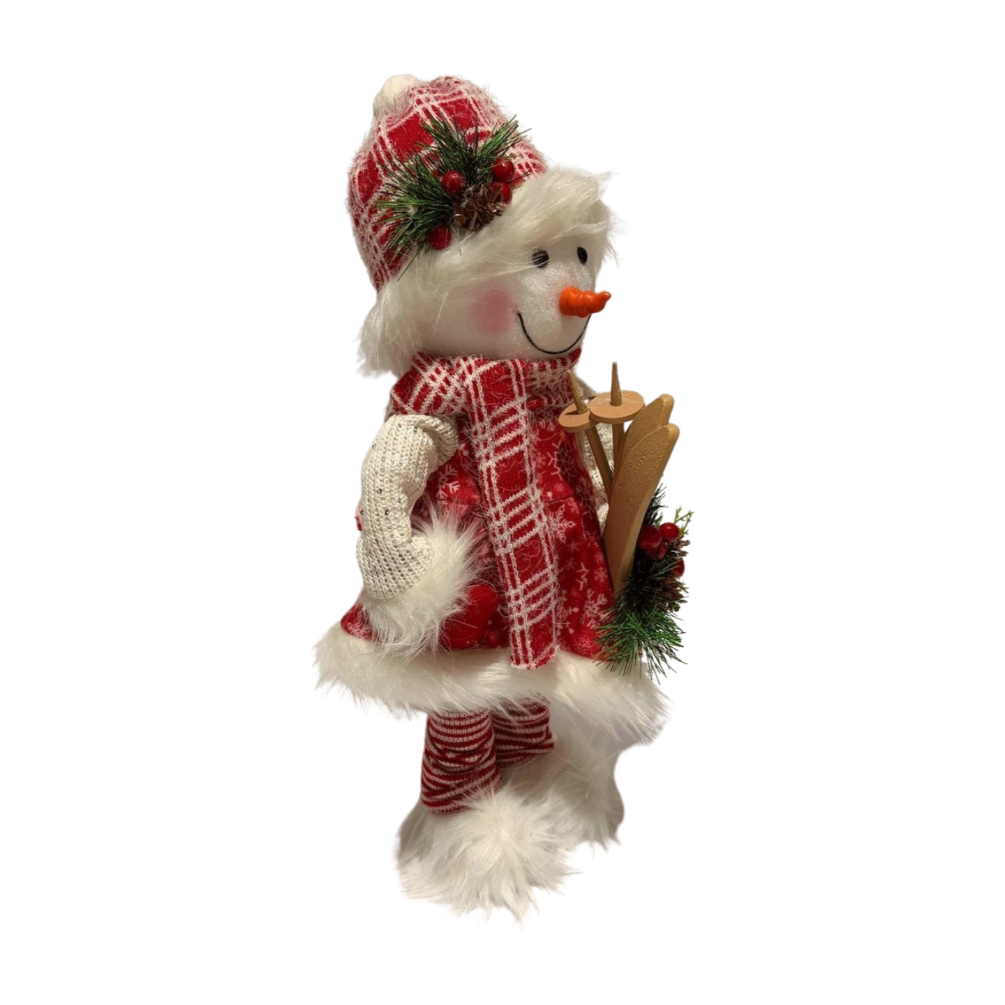Snowman Girl with Red Dress and Skis