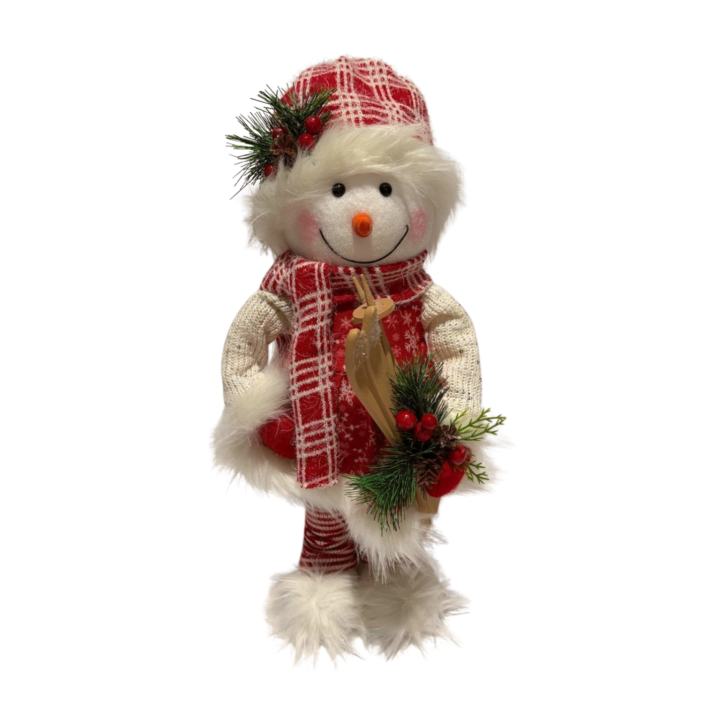Snowman Girl with Red Dress and Skis