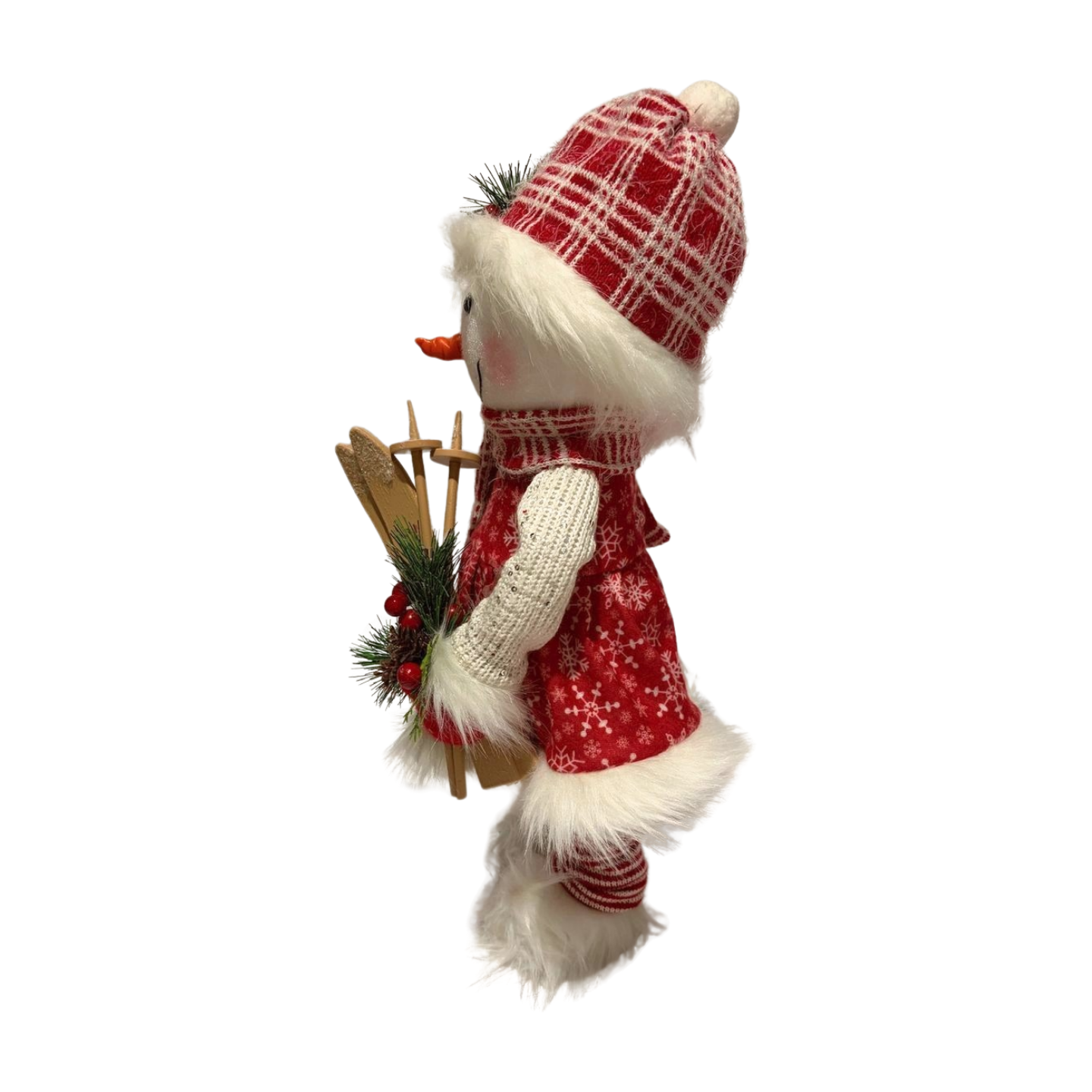 Snowman Girl with Red Dress and Skis