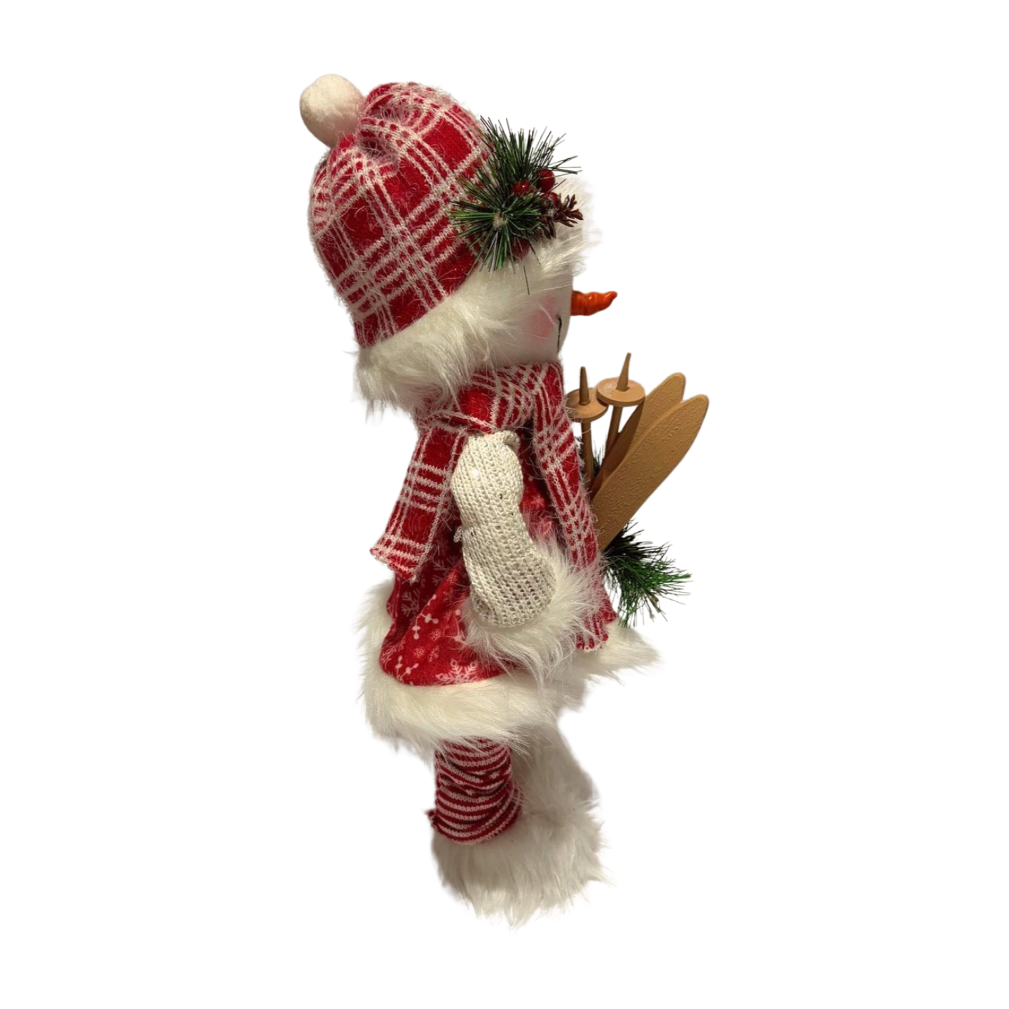 Snowman Girl with Red Dress and Skis